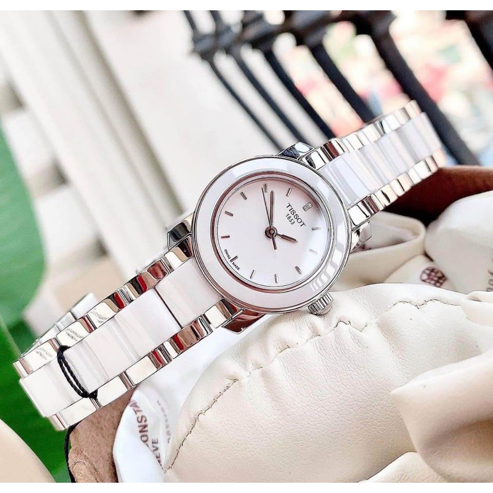 Đồng hồ nữ chính hãng Tissot T-Trend T064.210.22.011.00  - Máy Quartz Pin Thụy Sĩ - Dây đá Ceramic