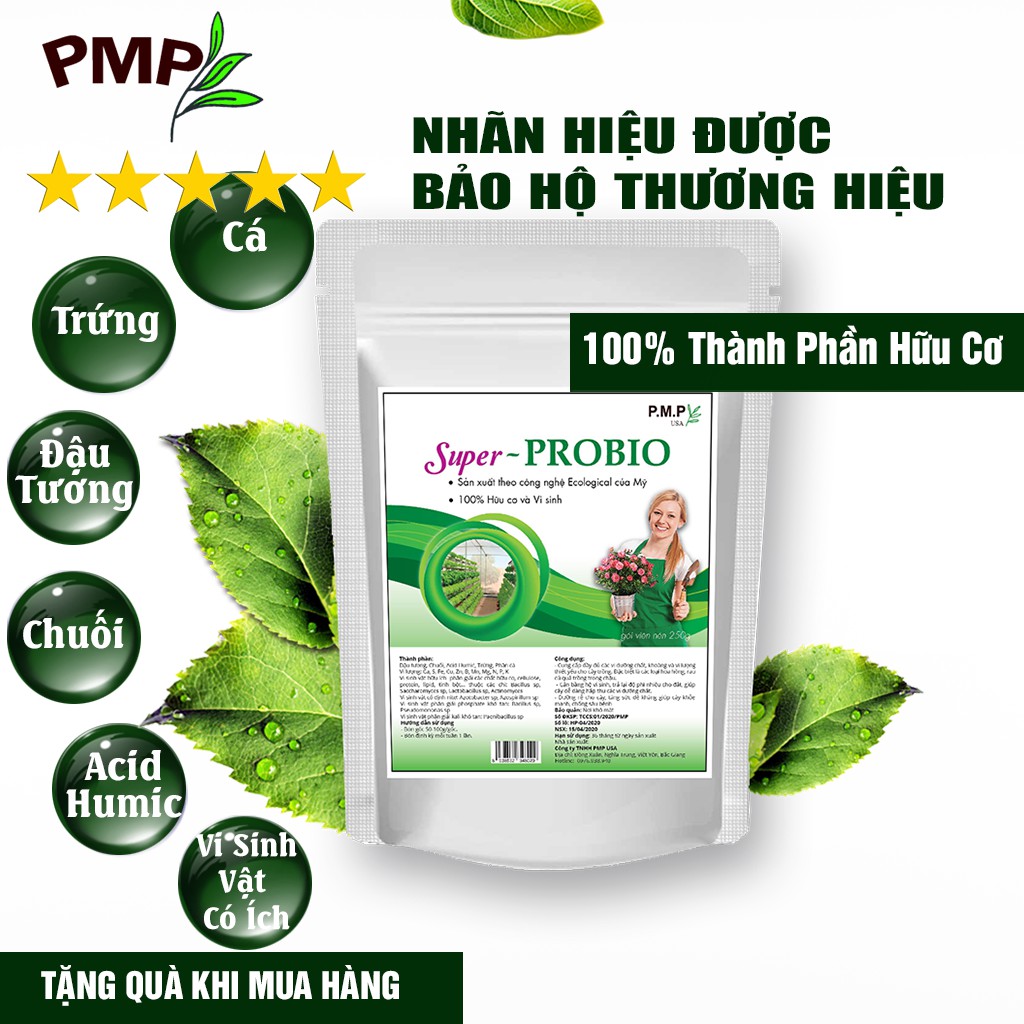 Phân Bón Hữu Cơ Vi Sinh Super Probio PMP Dạng Viên Nén, Chuyên Dụng Cho Hoa Hồng, Rau Củ Quả 1Kg