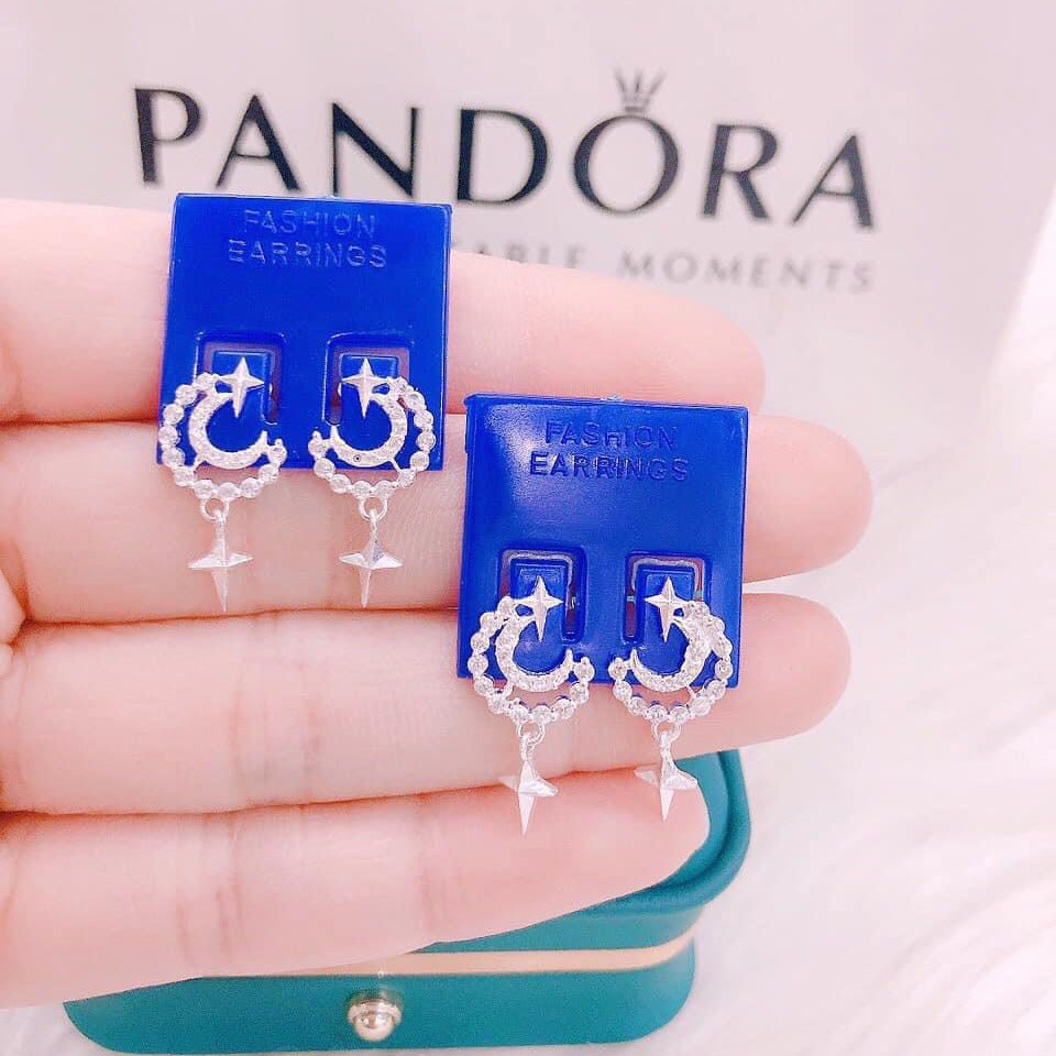 Bông Tai Bạc Trăng Khuyết Đính Đá - Minh Canh Jewelry