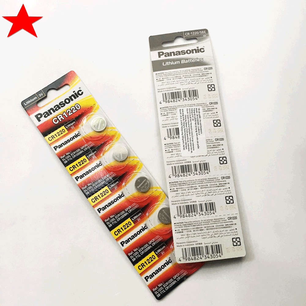 Pin đồng hồ CR1220 Panasonic 3V Lithium Vỉ 1 Viên chính hãng