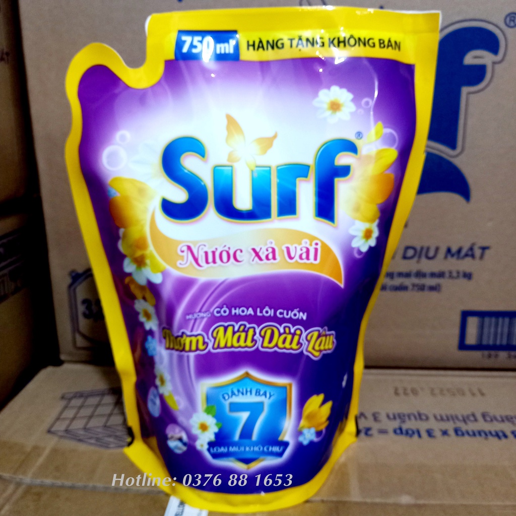 Nước xả vải surf túi 750ml cao cấp hương thơm cỏ hoa lôi cuốn