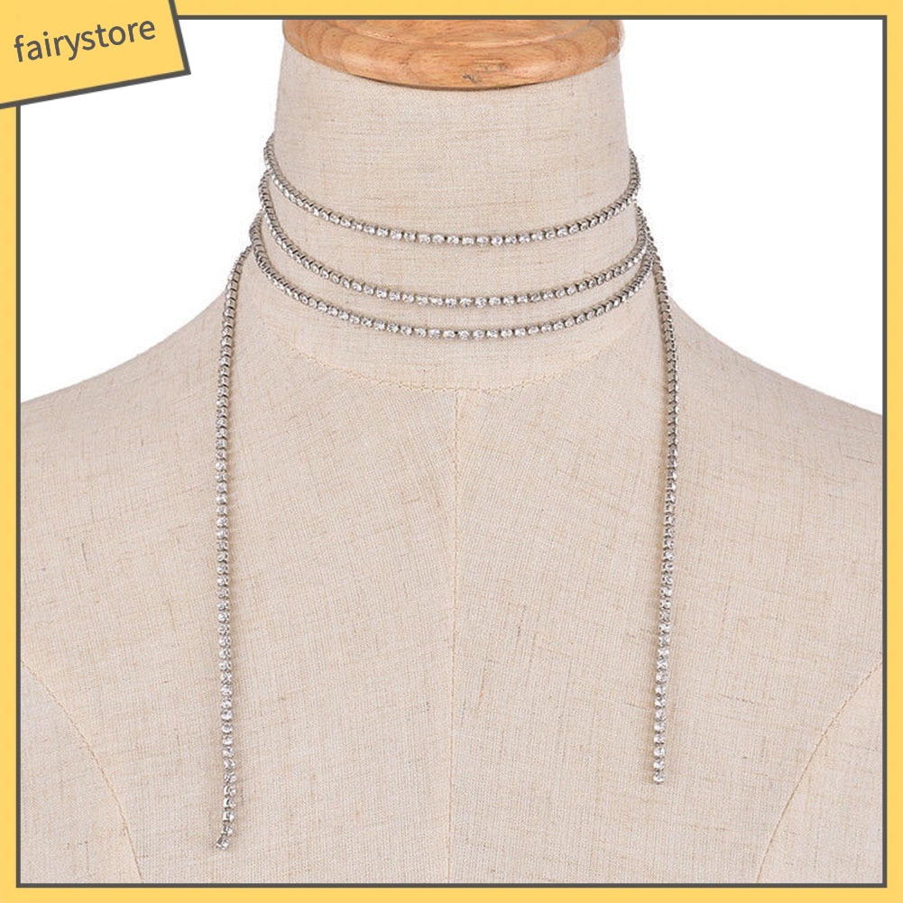 Vòng cổ choker dài cho nữ có đính đá lấp lánh thời trang