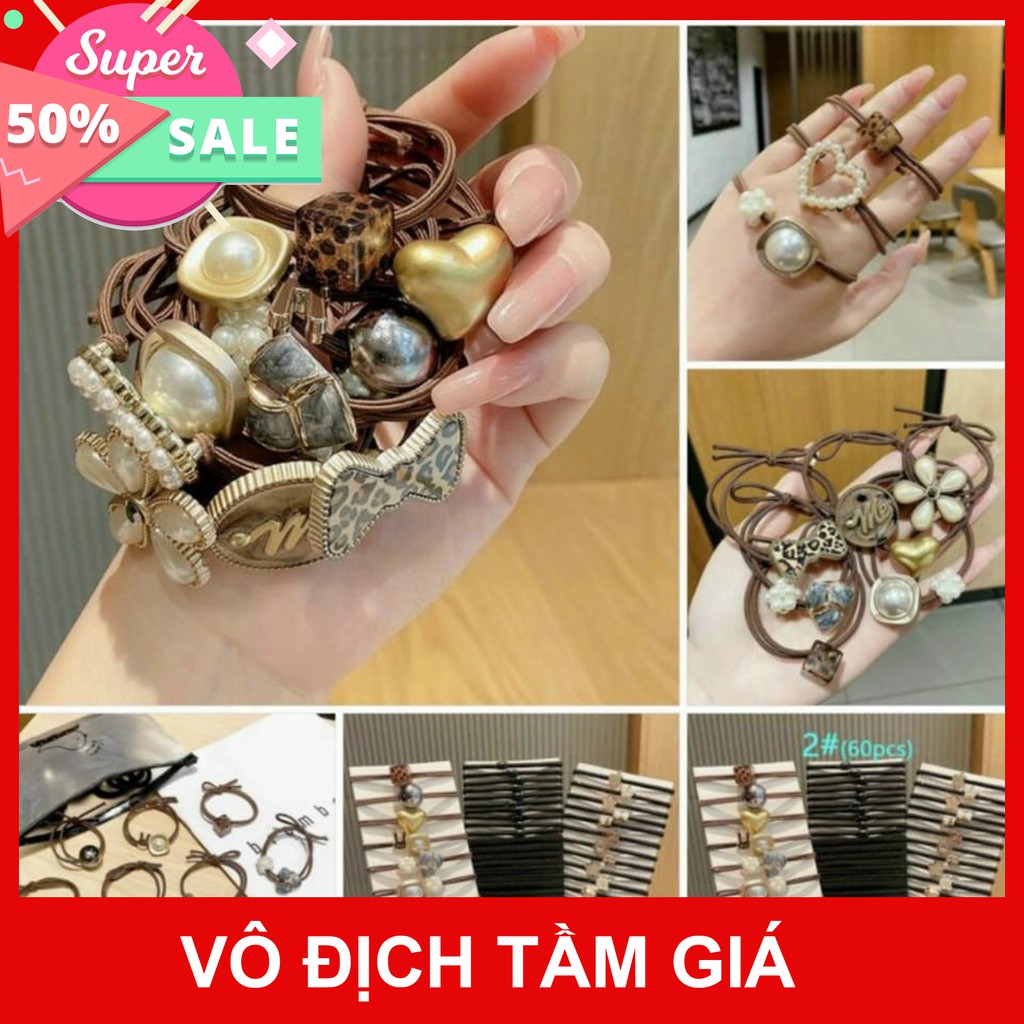 Set 60 chun dây buộc tóc nhiều hình kute siêu bền