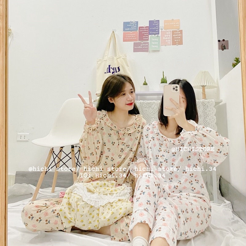 bộ ngủ pịama mặc nhà thu đông dài tay 7 hình cute ảnh thật video phong cách ulzzang hàn quốc hichi | BigBuy360 - bigbuy360.vn