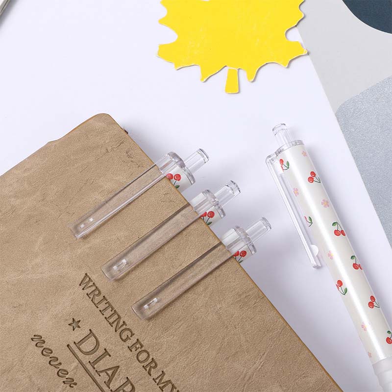 Bút bi mực đen ngòi 0.5mm vỏ thiết kế họa tiết quả cherry đáng yêu chất lượng cao b8