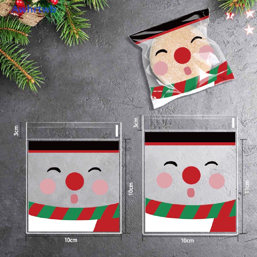 Set 100 Túi Nhựa Đựng Bánh Kẹo Giáng Sinh Mới