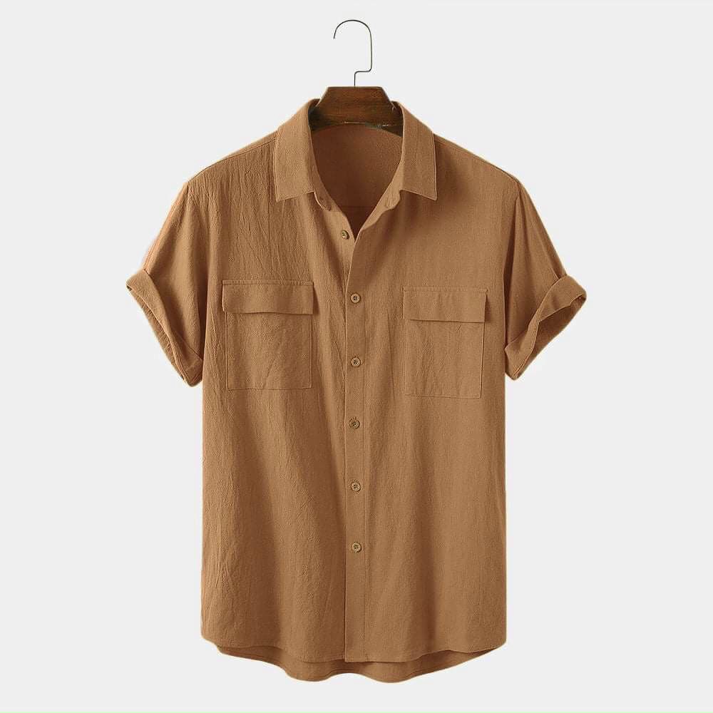 Áo đũi nam cổ bẻ / Sơ mi đũi Áo có cổ túi hộp mặc hè thoáng mát | BigBuy360 - bigbuy360.vn