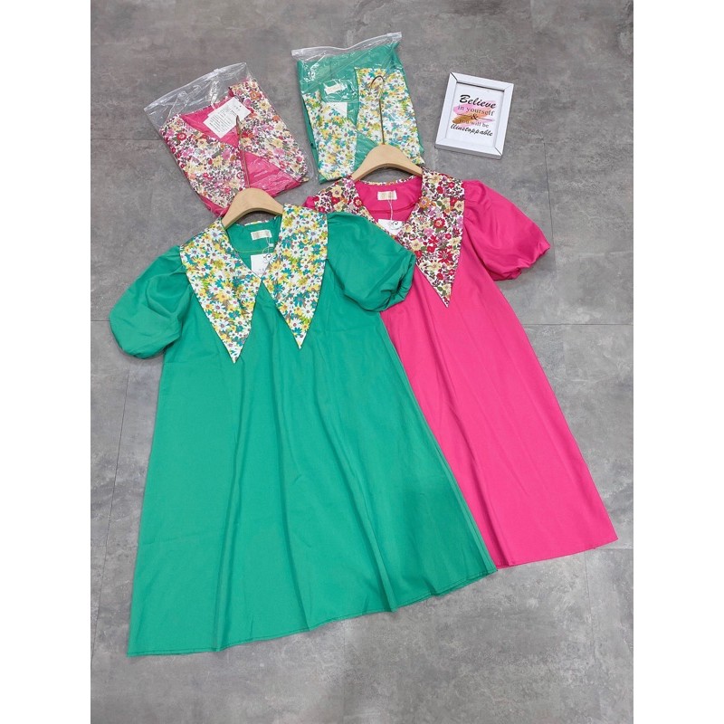 [Hàng Chuẩn] Váy Nữ Xinh Cổ Hoa Tay Phồng , Đầm Nữ Hồng Dáng Babydoll Siêu Xinh Có Ảnh Thật Kèm Video | BigBuy360 - bigbuy360.vn