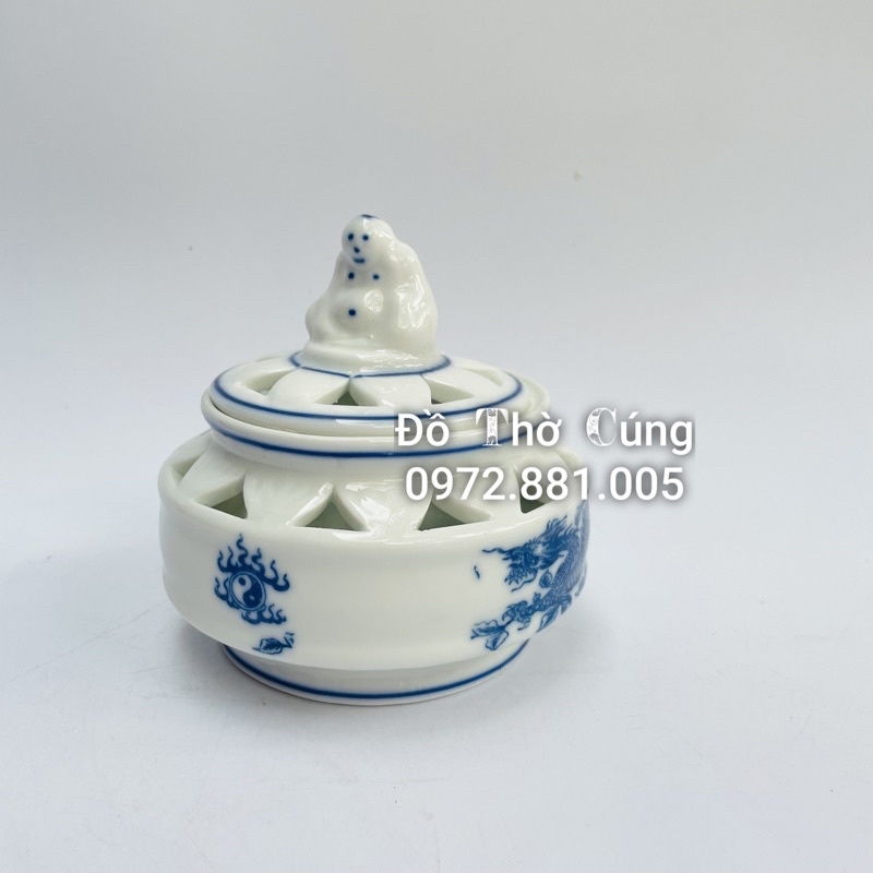 Lư đốt trầm men lam