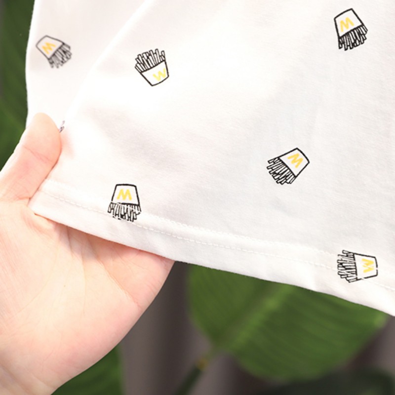 Set Áo Thun Cổ Tròn &amp; Quần Yếm Denim Cho Bé