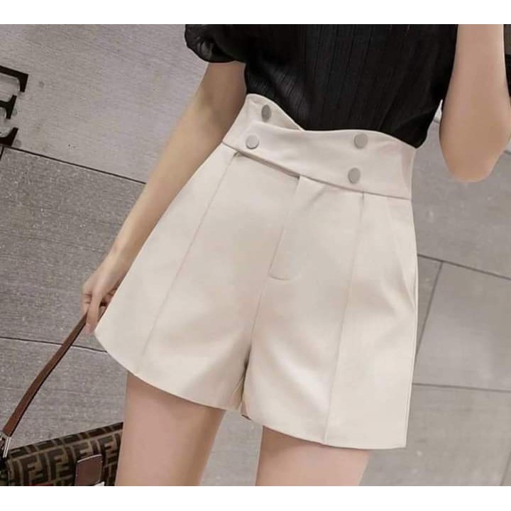 Quần Short Cạp Cao 4 Cúc Tôn Dáng, Cá Tính