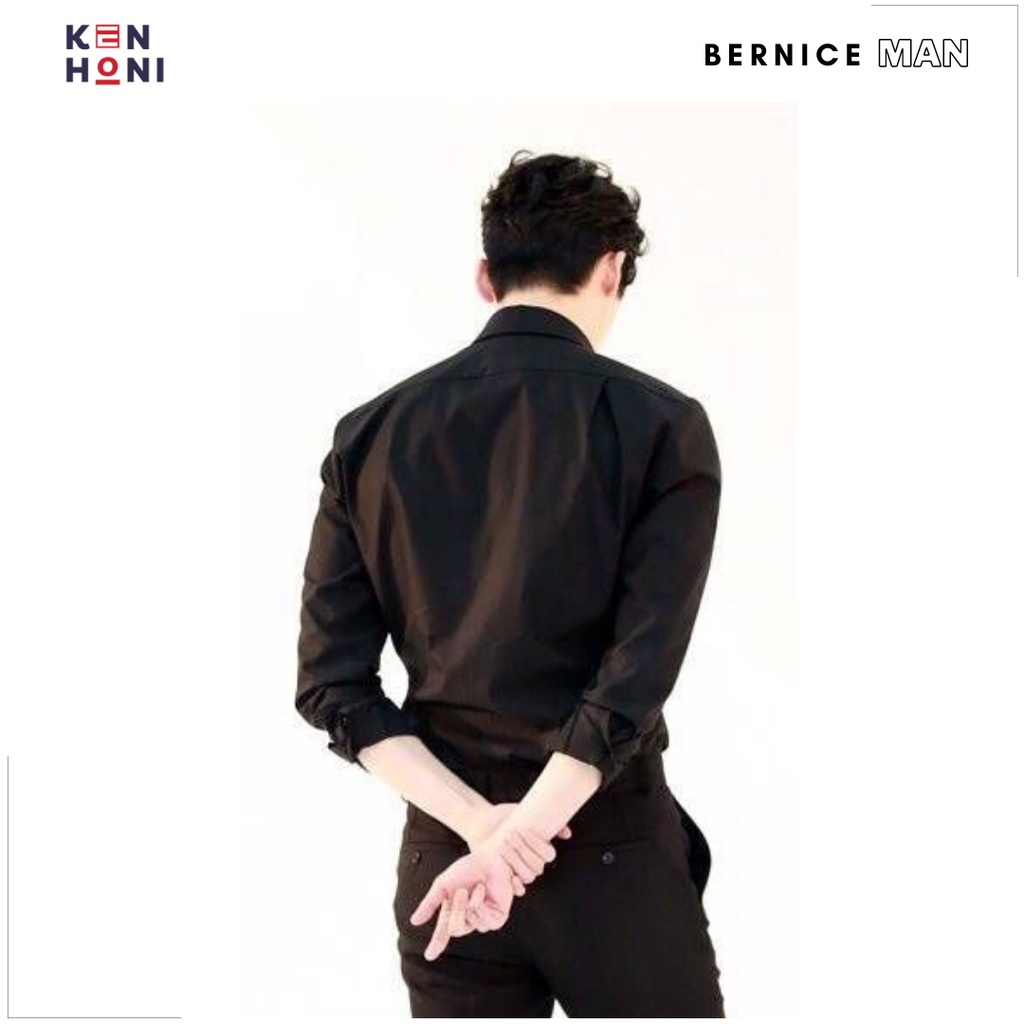 Áo Sơ Mi Nam Đen Trơn, áo sơ mi đen thời trang công sở KHÔNG NHĂN, KHÔNG BÁM BỤI BERNICE MAN