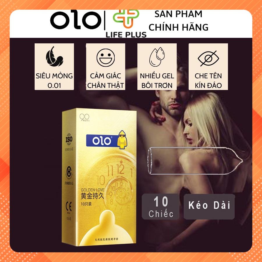 Bao Cao Su Siêu Mỏng OLO Golden Love Tăng Thời Gian QH, Nhiều Gel, Hộp 10 bcs - Tặng Bao Cao Su LP01 - Life Plus Store