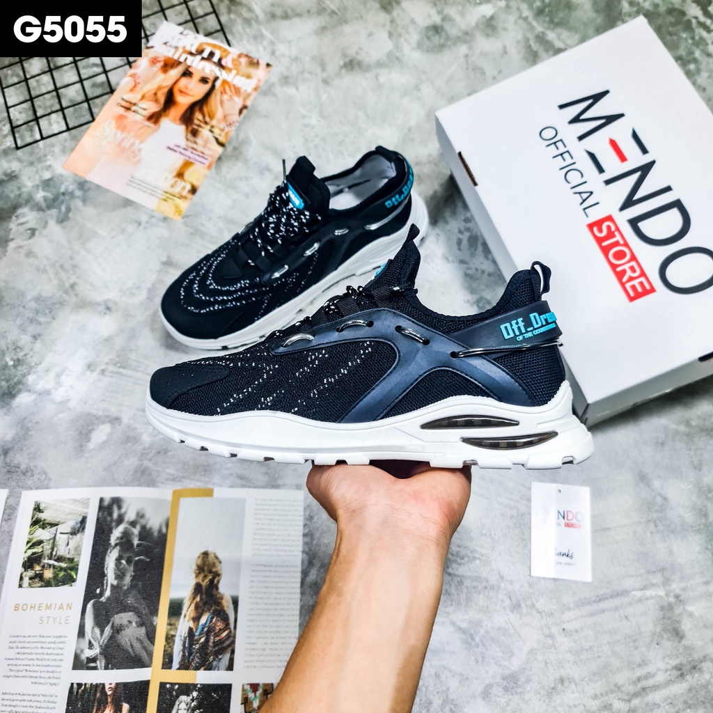 Giày Thể Thao Nam MENDO - Sneaker Màu Đen - Xanh - Trắng, Giày Chạy Bộ Thể Thao Phiên Bản Hàn Quốc-G5055