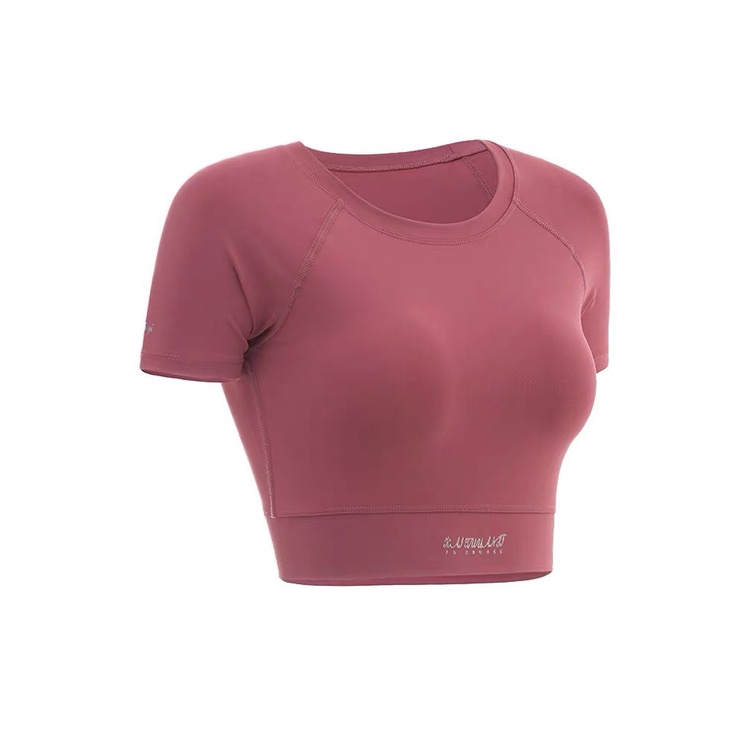 Áo Tập Gym Nữ Thể Thao Croptop Ôm Body Cộc Tay Thun Lạnh Co Giãn PINK STORE 1806