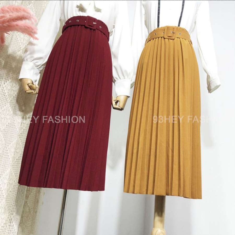 Chân Váy Xếp Ly Dáng Lửng Kèm Đai Hàng Đẹp Quảng Châu 93HEY CV03 | BigBuy360 - bigbuy360.vn