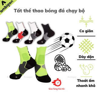 Tất thể thao nam Ambigon hàng cao cấp - Vớ thể thao cao cổ bóng đá bóng rổ cầu lông chạy bộ dày dặn chống trượt