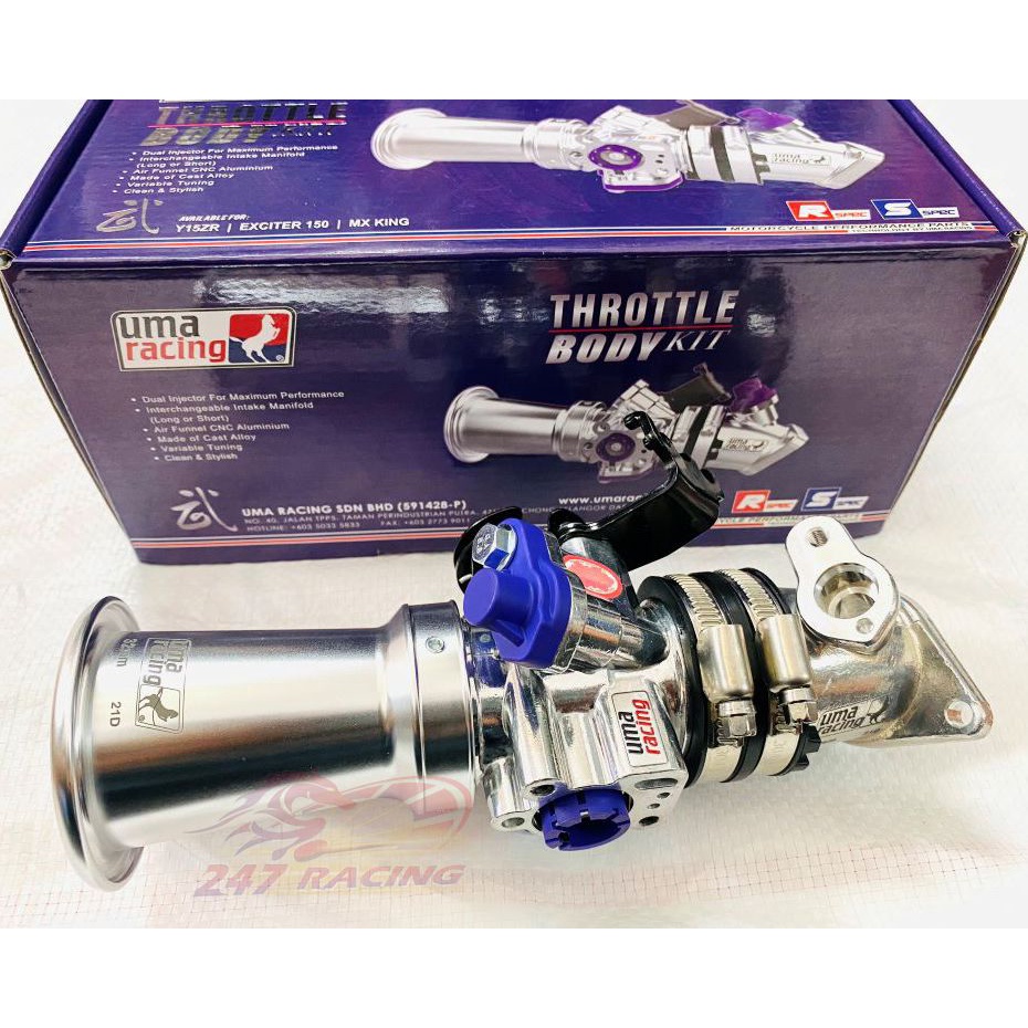 Họng Xăng UMA Racing Exciter 150 dòng 2 lỗ kim phun Size 32 và 34 gắn Pô xăng lửa,lên trái lớn chính hãng