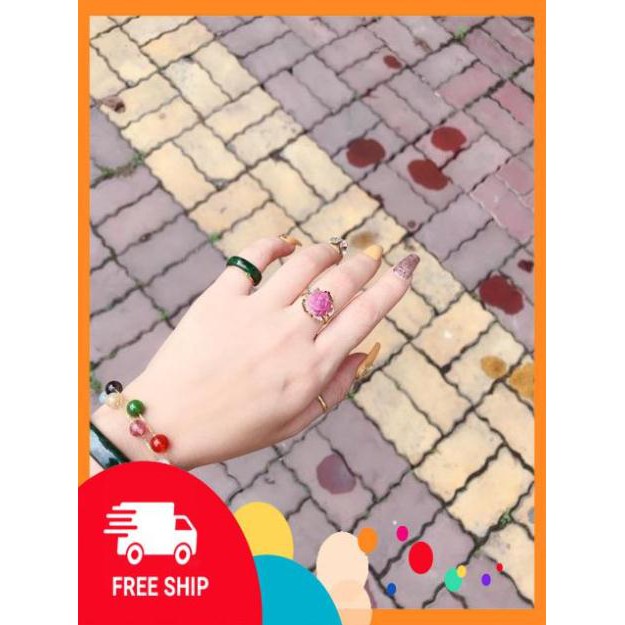 Freeship Nhẫn vàng hoa mẫu đơn đá ruby Giá xưởng bán chạy