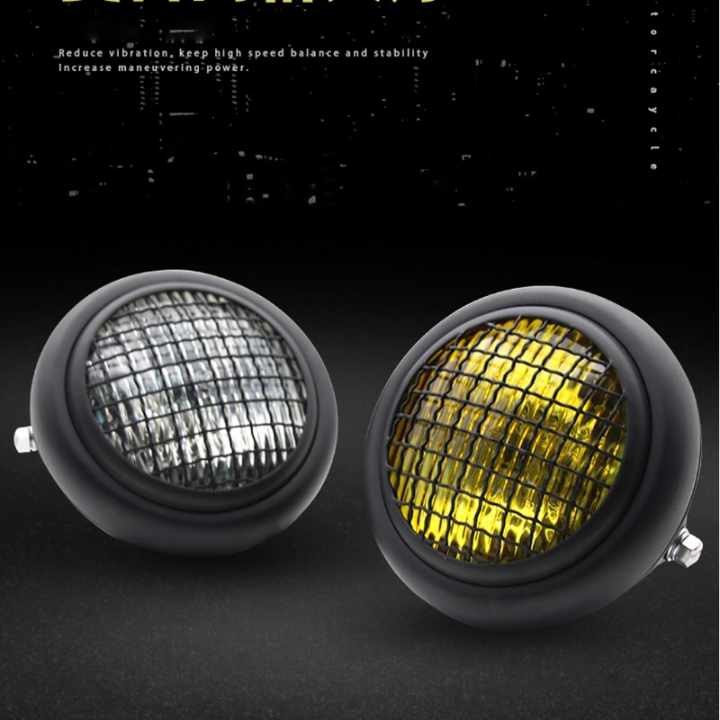 Chụp Đèn Pha LED Hình Tròn Phối Lưới Phong Cách Retro Hiện Đại Dành Cho Xe Mô Tô