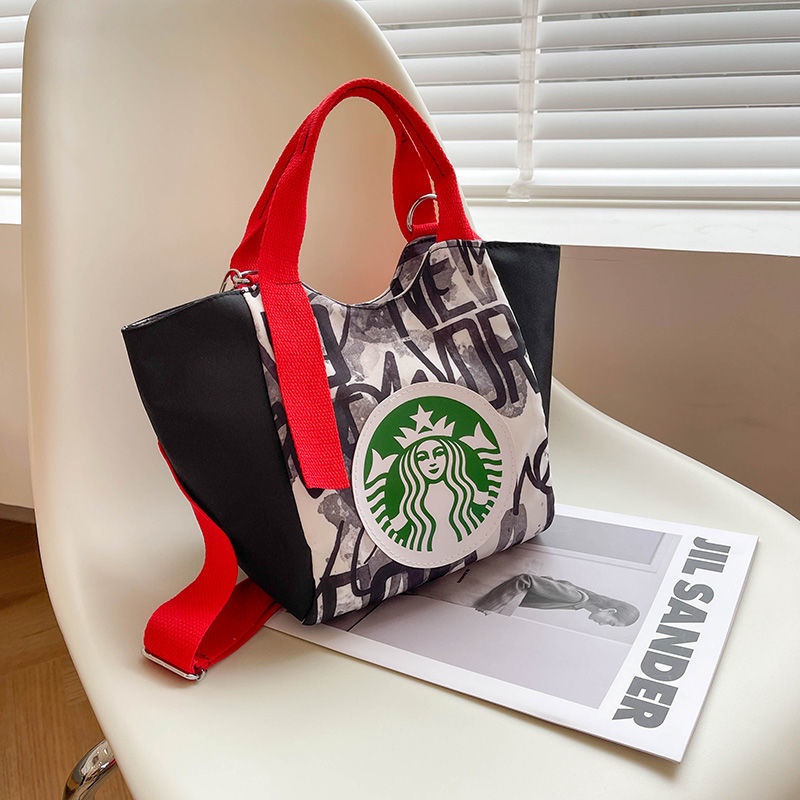 Túi vải Cỡ Lớn In Họa Tiết Starbucks Phong Cách Hàn Quốc Cho Nữ