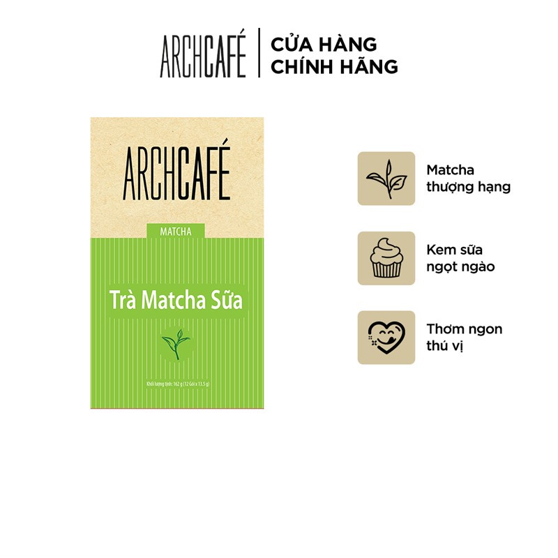 Trà Matcha Sữa Hoà Tan Archcafé (Hộp 12 gói x 13.5g)