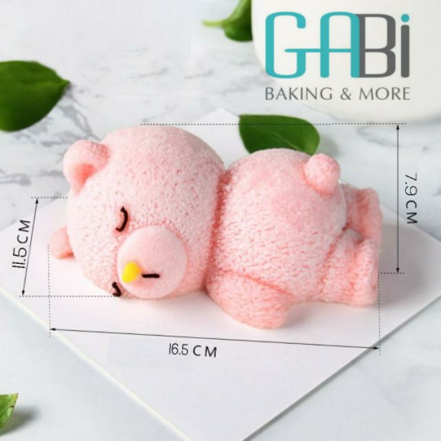 Khuôn silicon 4D hình gấu nằm ngủ