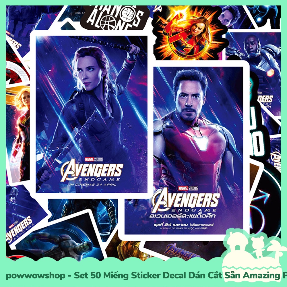 [Sẵn VN - Hỏa Tốc] Set 50 Miếng Sticker Decal Cắt Sẵn DIY Dán Trang Trí Vật Dụng Mẫu Amazing Superheroes Marvel