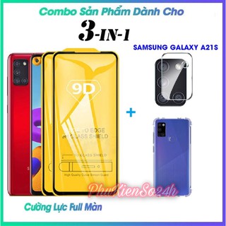 Samsung A21S - Combo 3 in 1 Kính Full màn hình + ốp silicon chống sốc 4 góc + dán bảo vệ camera A21S - phukienso24h