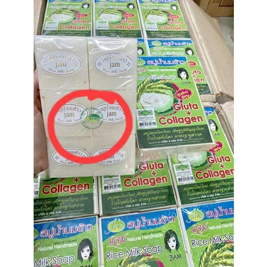 Xà Phòng Cám Gạo Xà Phòng Trắng Da Thái Lan Jam Rice Milk Soap 65gr PinkyPoly