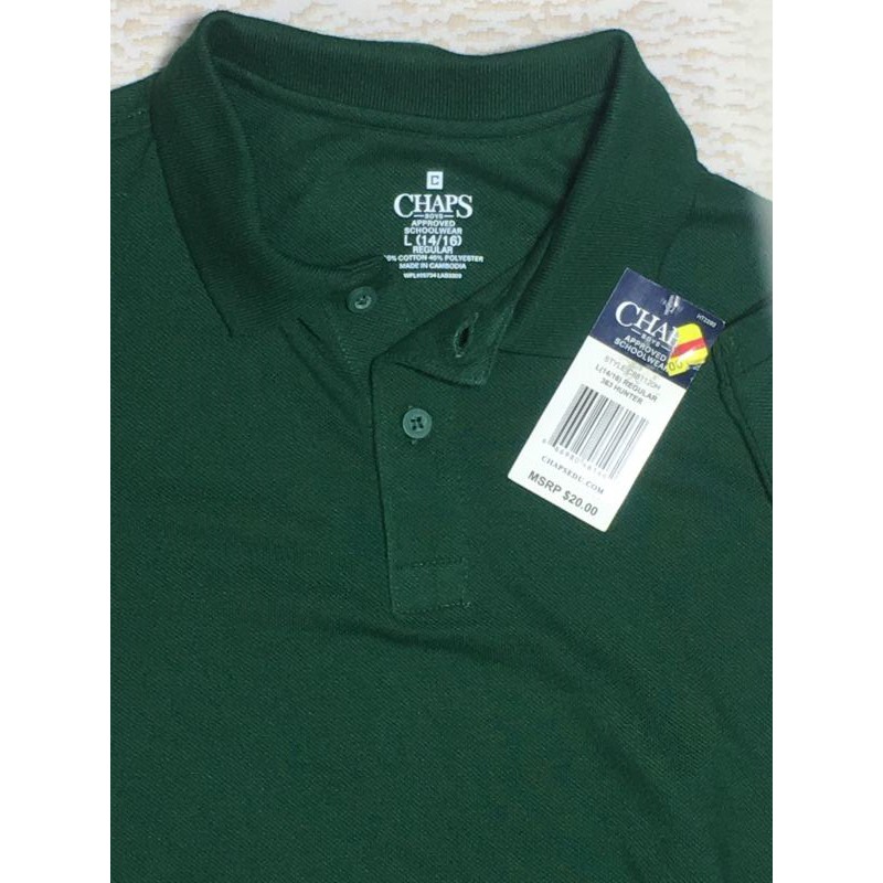 Áo thun polo nam Chaps cotton cổ bẻ tay ngắn màu xanh nước biển size L