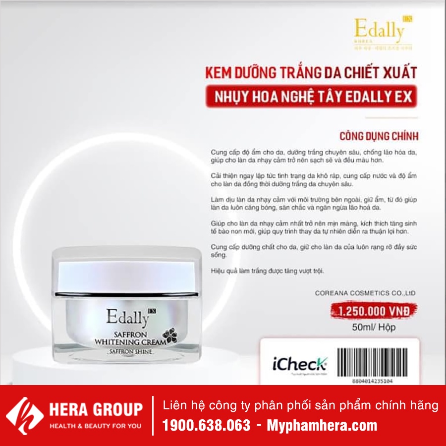 Kem Dưỡng Trắng Da Nhụy Hoa Nghê Tây Edally Hàn Quốc Chính Hãng Dưỡng Trắng Da Ngăn Ngừa Lão Hóa
