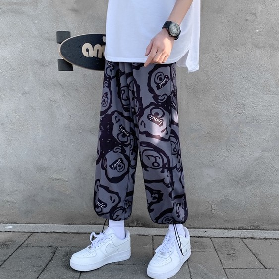 Quần ống rộng in họa tiết phong cách hip hop đường phố cá tính cho nam