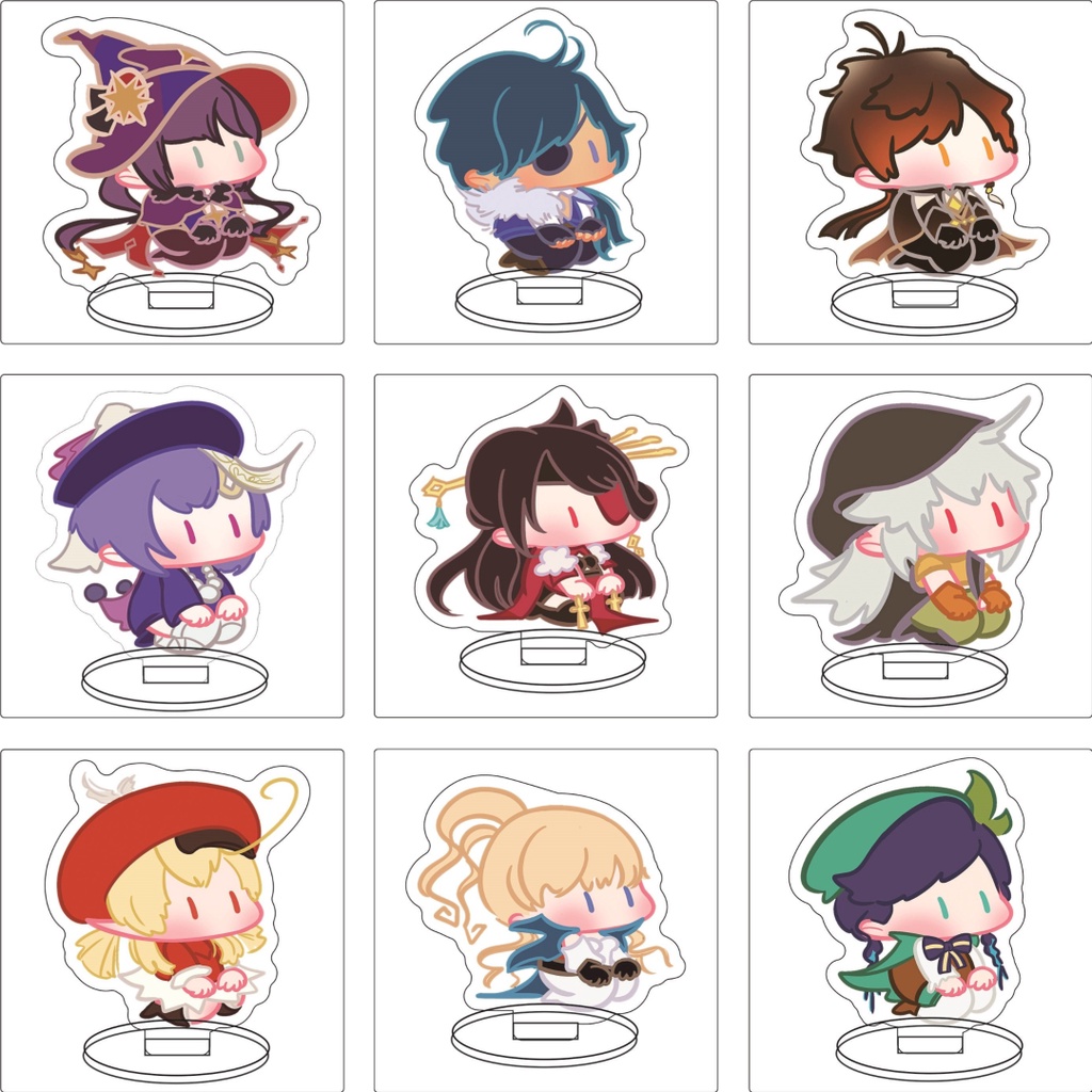 ( NGỒI ) Mô hình MINI GENSHIN IMPACT Standee game anime chibi mica trưng bày