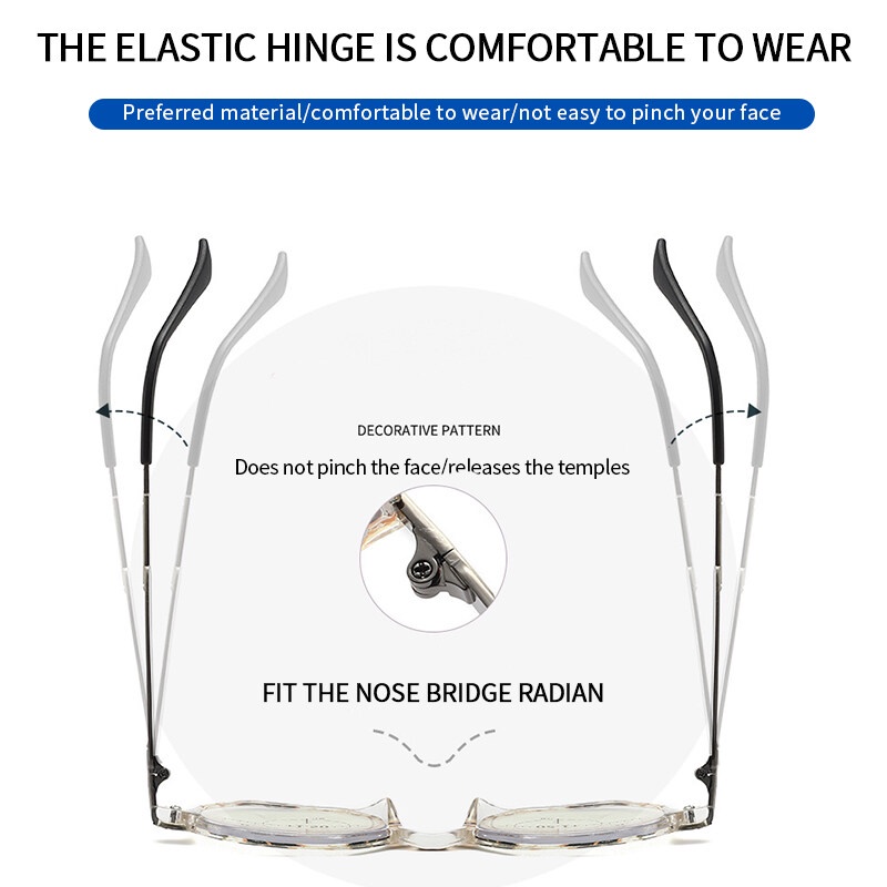 Kính Đọc Sách PTQ Tròng Đa Giác Chống Ánh Sáng Xanh Xoay 360 Độ Thời Trang