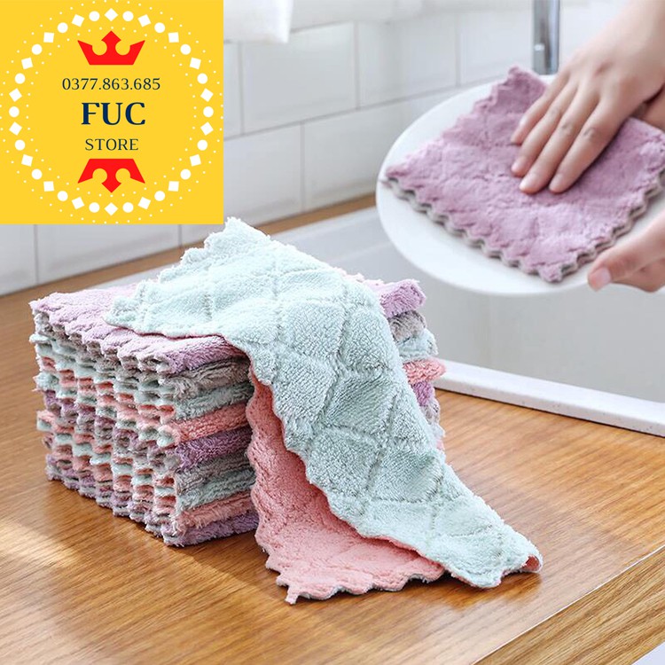 Khăn lau bếp 2 mặt siêu tiện lợi - Chất liệu vải siêu thấm nước