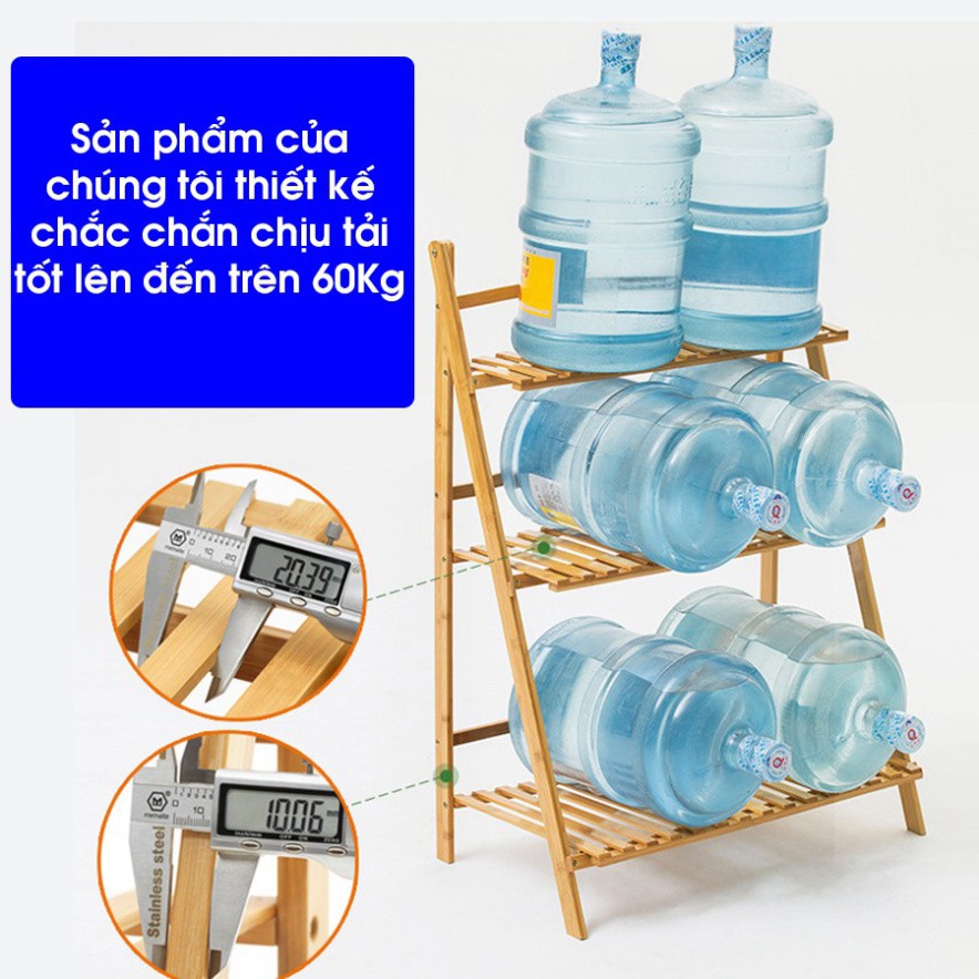 Giá kệ để chậu hoa, cây cảnh 100 ĐỐT bằng gỗ tre -  Giá kệ để đồ đa năng sang trọng, hiện đại, sơn phủ bóng chống nước