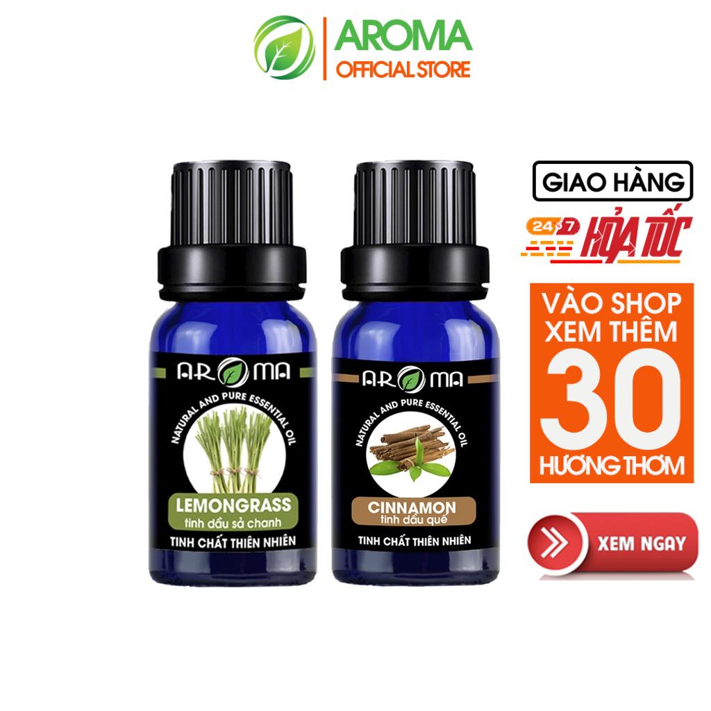 Combo 2 tinh dầu AROMA sả chanh Lemongrass và Quế Cinnamon, tinh dầu thơm phòng thư giãn