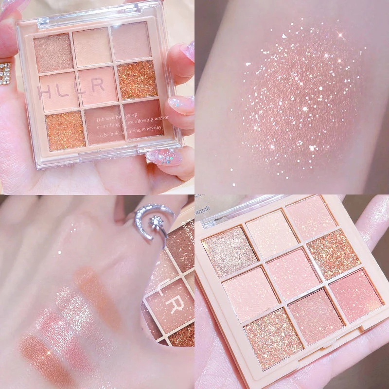 [Hàng mới về] Bảng phấn mắt chín màu chất lì ánh nhũ lâu trôi