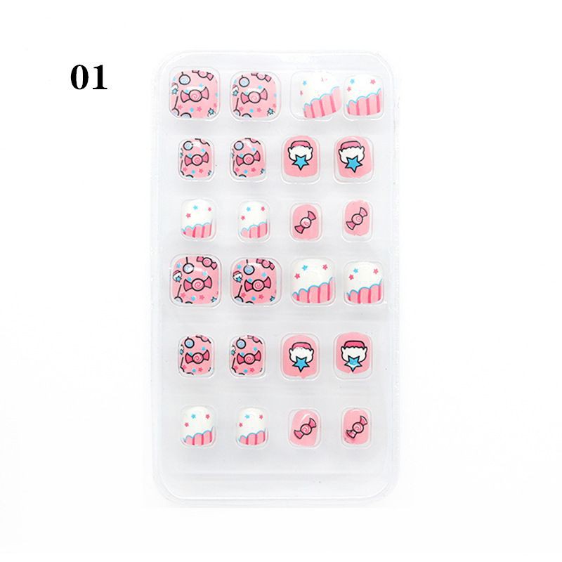 {Có thêm 3 miếng keo xịn) - MÓNG VUÔNG DÁN CAO CẤP CHO BÉ - SET 24 MÓNG NHIỀU KÍCH THƯỚC