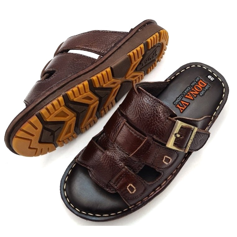 Dép Da Nam Kết Hơp Khuy Đồng Nam Tính-Kinson Shop