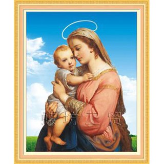 Tranh Thêu Chữ Thập 3D Đức Mẹ Bồng Chúa Hài Đồng A907 (KHÁCH TỰ THÊU) KT:58X70CM