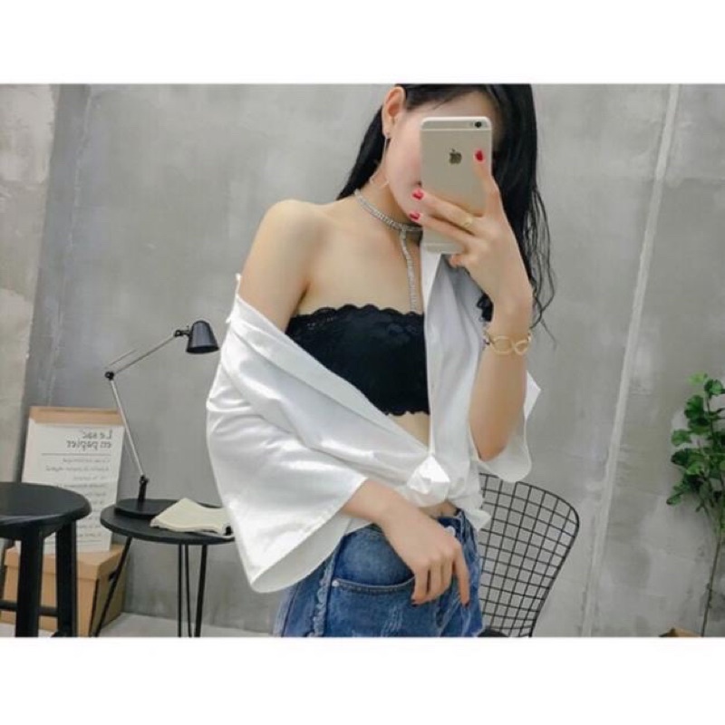 Áo bra Quây Cup Ngang ren không dây + Tặng kèm Dây Trong