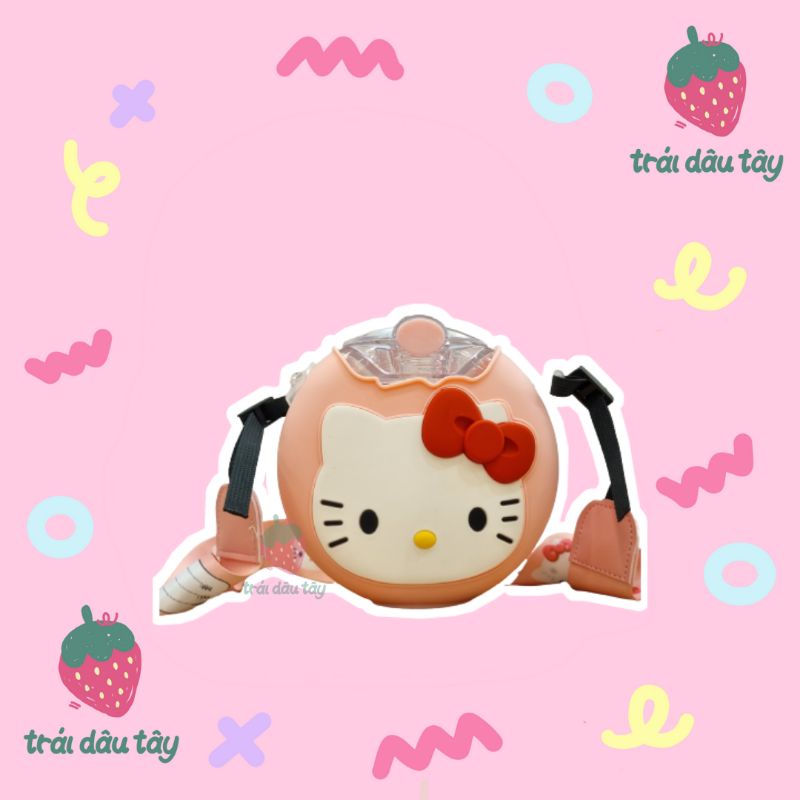 BÌNH GIỮ NHIỆT HÌNH KITTY CHO BÉ GÁI ĐI HỌC MÀU HỒNG