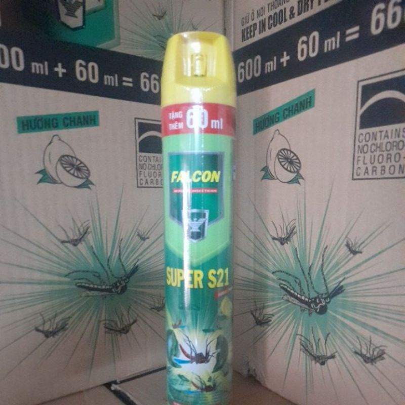 Bình Xịt Muỗi FALCON Hương Chanh 600ml Tặng thêm 60ml