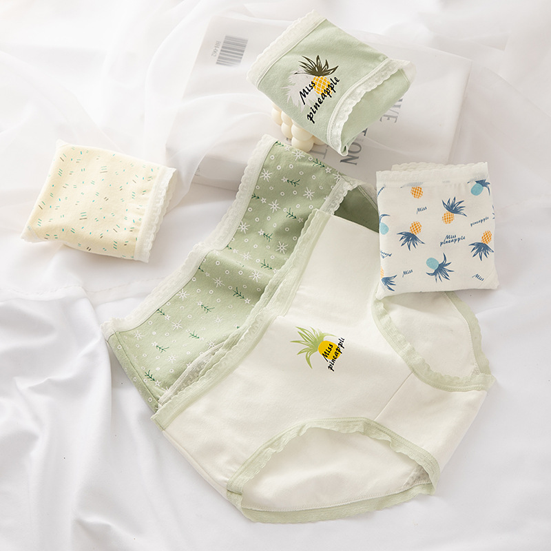 Quần Lót Cotton Levao Lưng Vừa In Họa Tiết Trái Dứa Cho Nữ