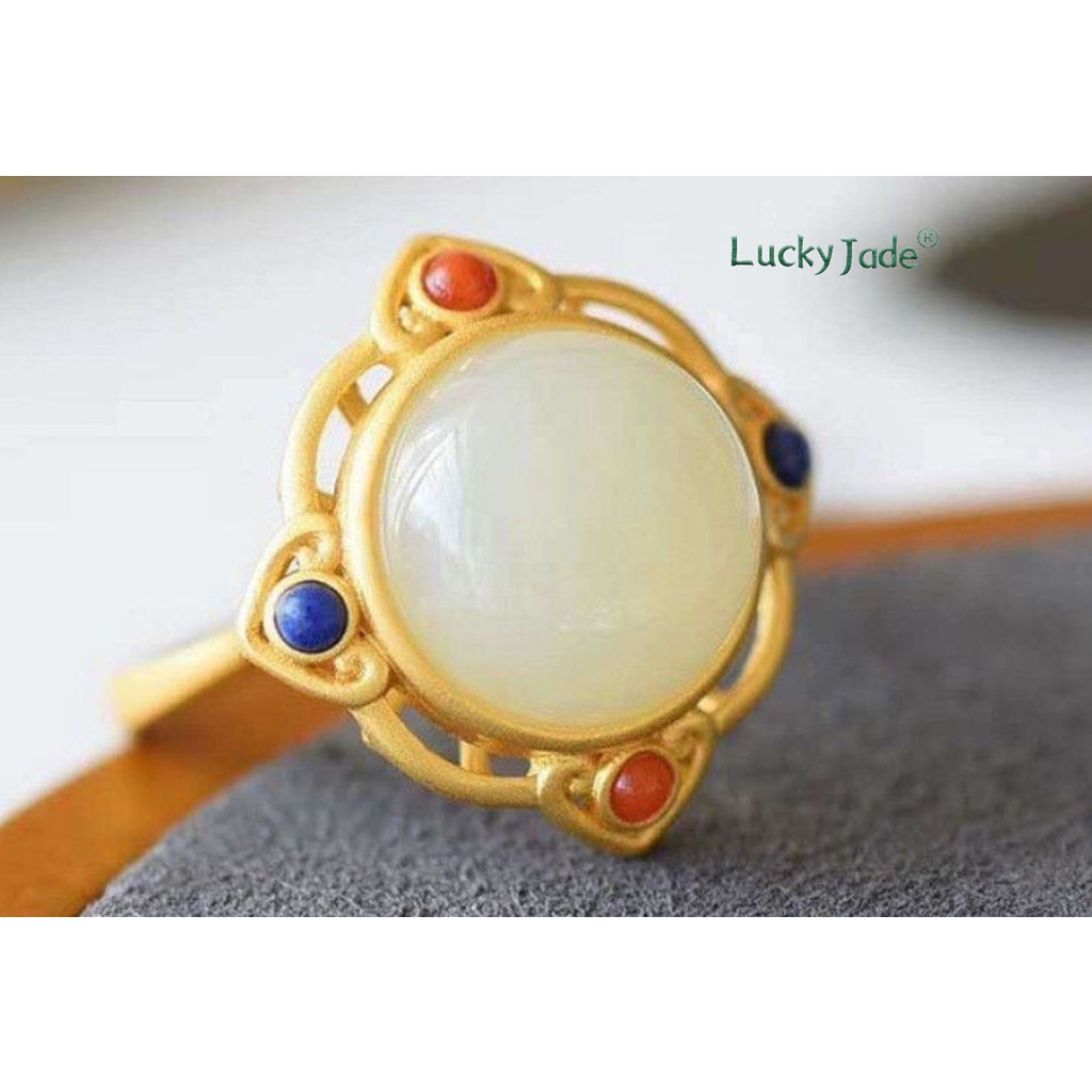 Nhẫn Mạ Bạc 925 18K Đính Đá Ngọc Bích Thời Trang Cho Nữ