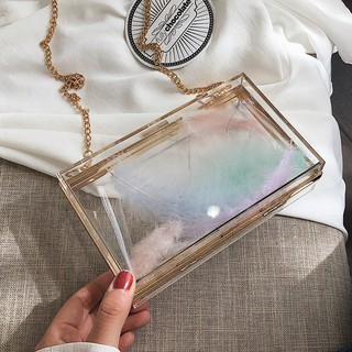 (CÓ SẴN)TÚI HỘP TRONG SUỐT(KÈM LÔNG VŨ) ĐỦ MÀU