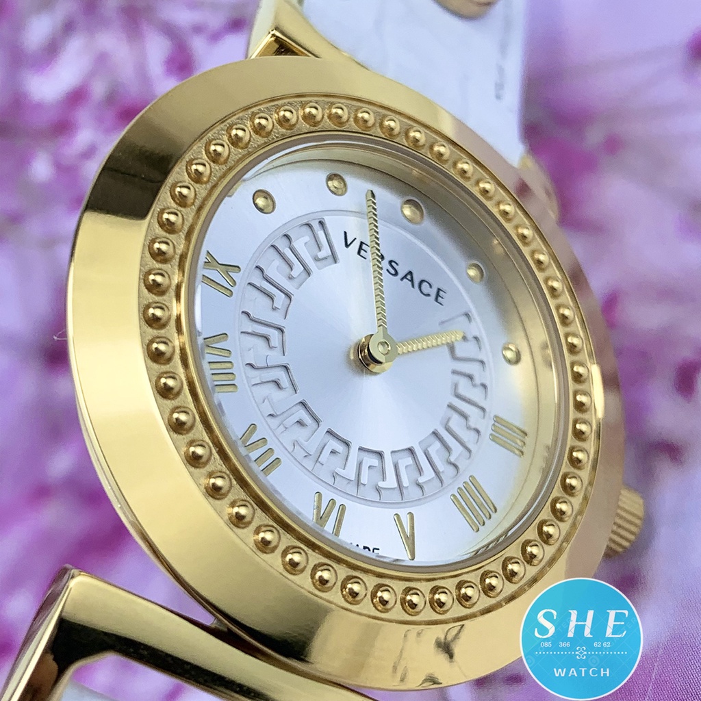 Đồng hồ nữ VERSACE đồng hồ Pin màu trắng viền vàng BAO SANG- BAO ĐẸP size 35-36mm