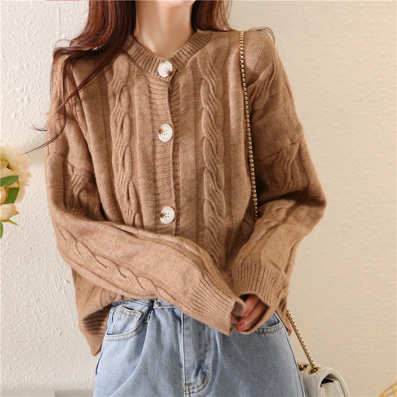 SUXI Áo Khoác Cardigan Dệt Kim Dáng Rộng Phong Cách Cổ Điển Hàn Quốc Thời Trang Mùa Thu Cho Nữ